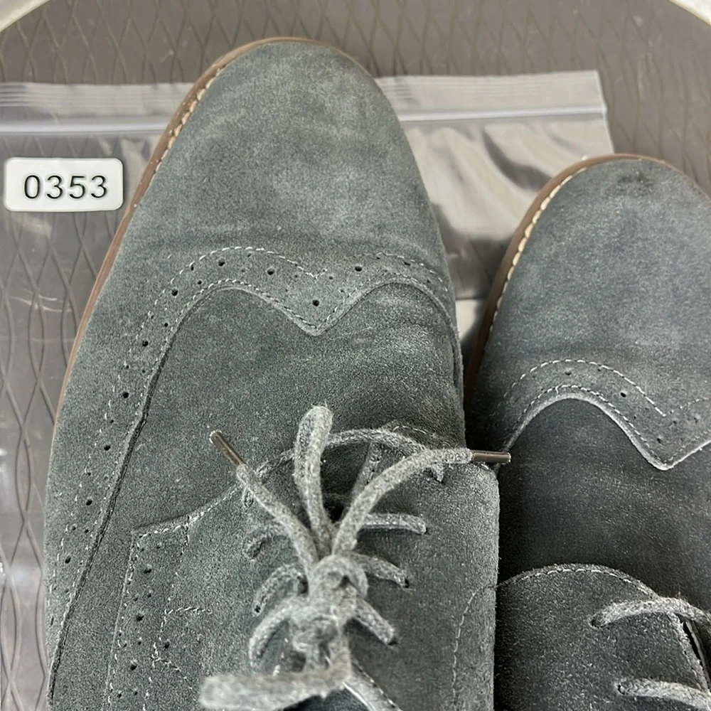 Bruno Marc Urban Suede Leather Lace Up Wingtip Dress Shoes Gray Size 15
